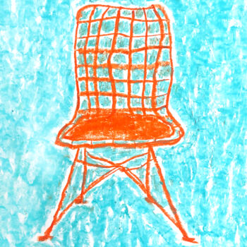 Drawing titled "Red chair" by Lana Krainova, Original Artwork, Pastel
