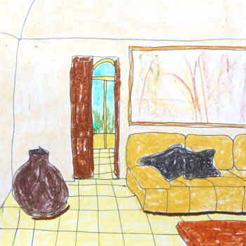 Zeichnungen mit dem Titel "Villa" von Lana Krainova, Original-Kunstwerk, Pastell