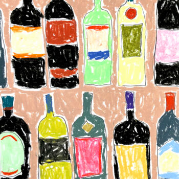 Drawing titled "Wine bottles III" by Lana Krainova, Original Artwork, Pastel