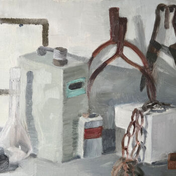 Peinture intitulée "Metal Still life" par Lana Krainova, Œuvre d'art originale, Huile Monté sur Châssis en bois