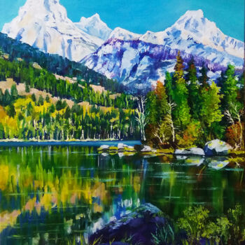Malerei mit dem Titel "Glacier National Pa…" von Lana Light S., Original-Kunstwerk, Öl