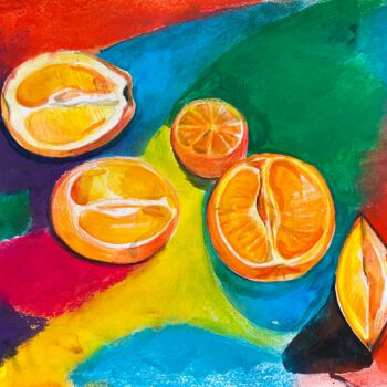 Pintura titulada "Oranges in the styl…" por Lana Mur, Obra de arte original, Pastel
