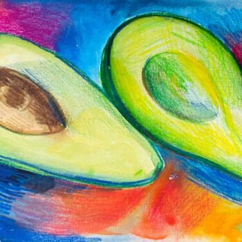 Pittura intitolato "Avocado bright pain…" da Lana Mur, Opera d'arte originale, Pastello