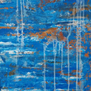 Painting titled "Blue abstraction5" by Lana Pochikian, Original Artwork, Oil