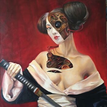 Картина под названием "Гейша с мечом" - Svetlana Yunusova, Подлинное произведение искусства, Масло
