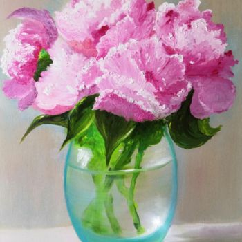 Pintura intitulada "Pink flo" por Svetlana Chernobai (LanaBlack), Obras de arte originais, Óleo