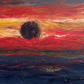 Painting titled "Black sun" by Lana Mayer, Original Artwork, Oil