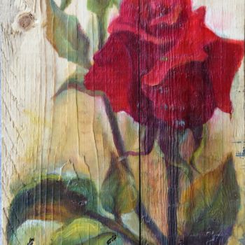 Painting titled "Red Rose" by Lana Mayer, Original Artwork, Acrylic