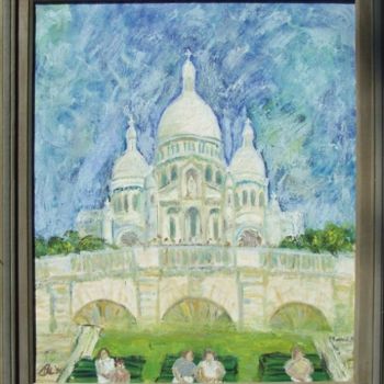 Painting titled "La Basilique du Sac…" by Landscape Art, Original Artwork, Oil