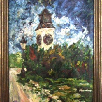 Painting titled "TOWER" by Landscape Art, Original Artwork, Oil