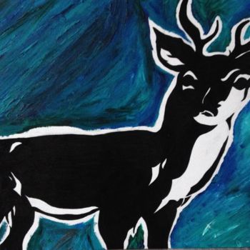 Painting titled "Deer" by Laney Gagnon, Original Artwork, Oil