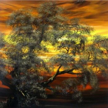 Pintura intitulada "Tree" por Lang, Obras de arte originais, Óleo
