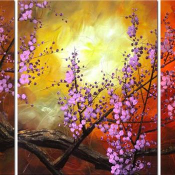 Peinture intitulée "Plum Blossom" par Lang, Œuvre d'art originale, Huile