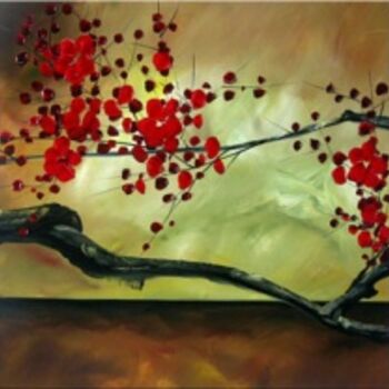 Pintura intitulada "Plum Blossom" por Lang, Obras de arte originais, Óleo