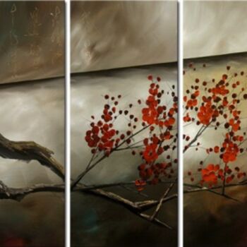 Pintura intitulada "Plum Blossom" por Lang, Obras de arte originais, Óleo