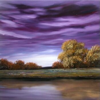 Painting titled "Autumn Lake" by Lang, Original Artwork, Oil