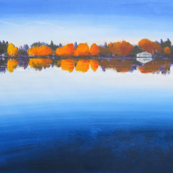 Painting titled "lac au Quebec" by Pascal Langevin, Original Artwork, Acrylic