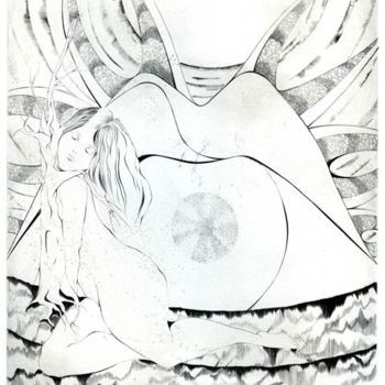 Printmaking titled "femme oiseau" by Lanhor, Original Artwork, Other