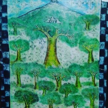 Painting titled "bird mountain" by Lash Art Studio, Original Artwork, Acrylic