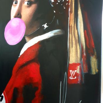 Painting titled "D après vermeer " q…" by Didier Lannoy, Original Artwork, Acrylic
