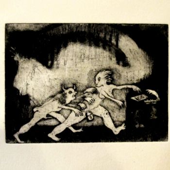 Printmaking titled "tel est pris qui cr…" by René Lannoy, Original Artwork, Etching