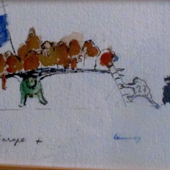 Desenho intitulada "aquarelle. l'Europe…" por René Lannoy, Obras de arte originais, Aquarela