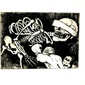 Printmaking titled "Le VIRUS et les ant…" by René Lannoy, Original Artwork, Etching