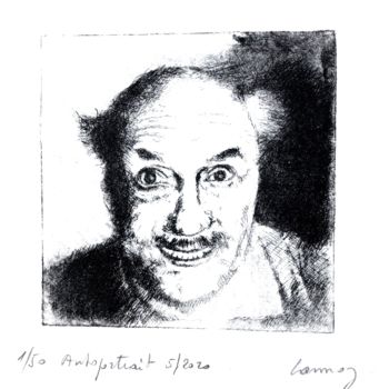 Prenten & gravures getiteld "AUTOPORTRAIT" door René Lannoy, Origineel Kunstwerk, Ets