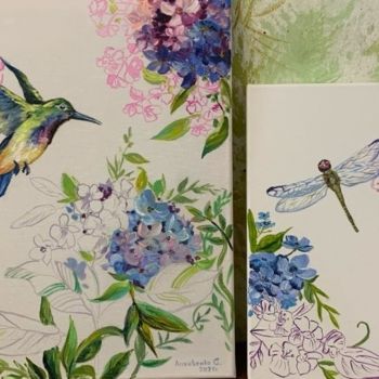 Картина под названием "Oil Hummingbird dra…" - Светлана Лановенко, Подлинное произведение искусства, Масло
