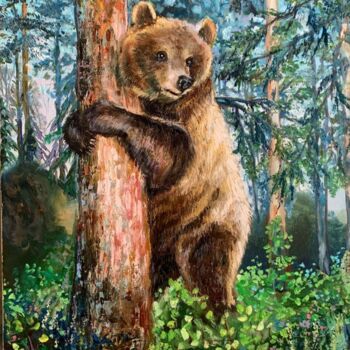 Peinture intitulée "Russian brown bear…" par Svetlana Lanovenko, Œuvre d'art originale, Huile