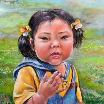 Painting titled "Baby girl Asia beau…" by Svetlana Lanovenko, Original Artwork, Oil