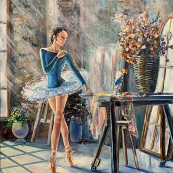 Painting titled "Ballerina light in…" by Svetlana Lanovenko, Original Artwork, Oil