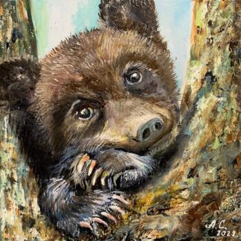 Pintura intitulada "Teddy bear cute pet…" por Svetlana Lanovenko, Obras de arte originais, Óleo