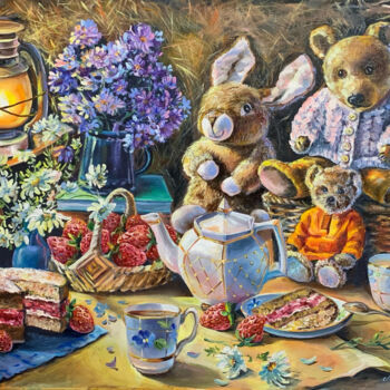 Ζωγραφική με τίτλο "Toys oil painting b…" από Светлана Лановенко, Αυθεντικά έργα τέχνης, Λάδι