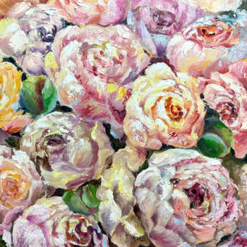 Pittura intitolato "Peonies are a brigh…" da Svetlana Lanovenko, Opera d'arte originale, Olio