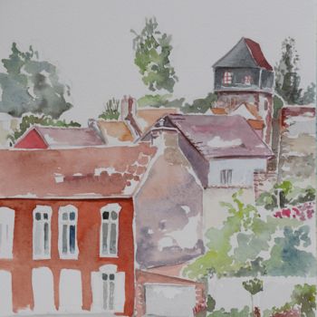 Painting titled "Montreuil sur mer" by Sophie Lantelme, Original Artwork, Watercolor