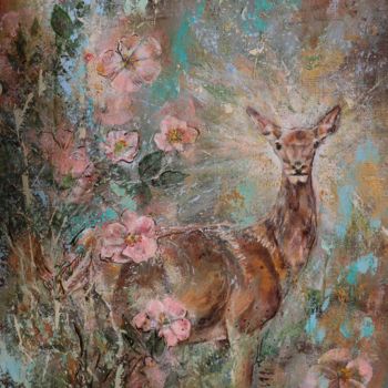 Peinture intitulée "Biche" par Sophie Lantelme, Œuvre d'art originale, Acrylique