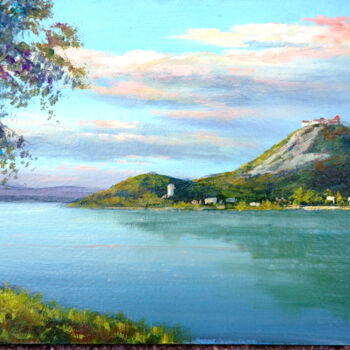 Painting titled "Danube river / Rivi…" by Gyorgy Lantos, Original Artwork, Oil