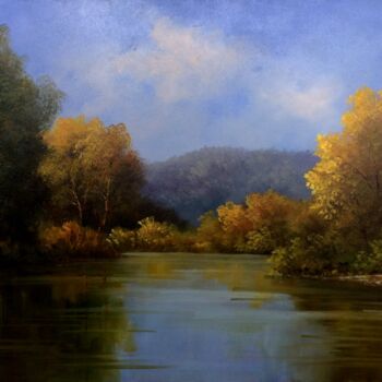 Painting titled "Dead river channel/…" by Gyorgy Lantos, Original Artwork, Oil