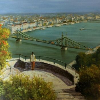 Malarstwo zatytułowany „Budapest Panorama/P…” autorstwa Gyorgy Lantos, Oryginalna praca, Olej