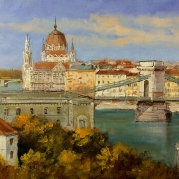 Painting titled "Budapest - Parliame…" by Gyorgy Lantos, Original Artwork, Oil