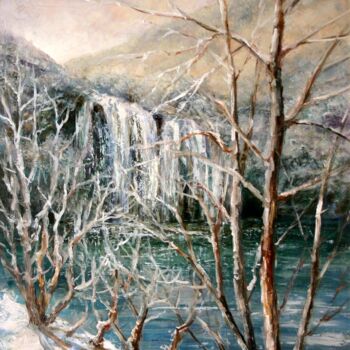 Painting titled "Winter on lakes/Hiv…" by Gyorgy Lantos, Original Artwork, Oil