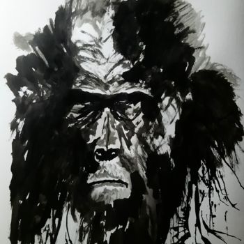 Drawing titled "Titus : L167" by Laou, Original Artwork, Ink Mounted on Glass