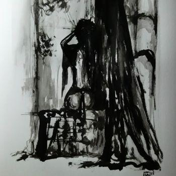 Desenho intitulada "Rendez-vous : L175" por Laou, Obras de arte originais, Tinta Montado em Vidro