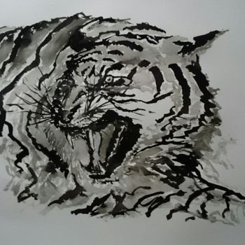 Drawing titled "Tigre : L092" by Laou, Original Artwork, Ink