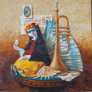 Schilderij getiteld "Натюрморт с куклой" door Andrei Lapitskii, Origineel Kunstwerk, Olie