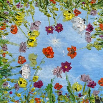 Картина под названием "Daisies Meadow Flow…" - Tatiana Татьяна Lapina Лапина, Подлинное произведение искусства, Масло