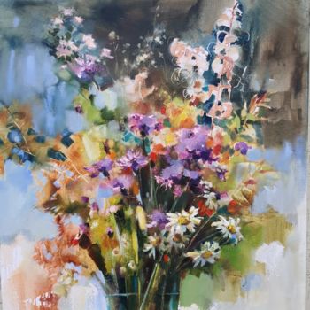 Painting titled "Летний фейерверк" by Olha Laptieva, Original Artwork, Oil