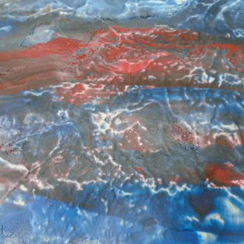 Peinture intitulée "Mer sous la brume" par Eveline Ghironi (khava), Œuvre d'art originale, Peinture vitrail