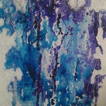 Картина под названием "L'arbre bleu" - Eveline Ghironi (khava), Подлинное произведение искусства, Эмаль Установлен на Деревя…